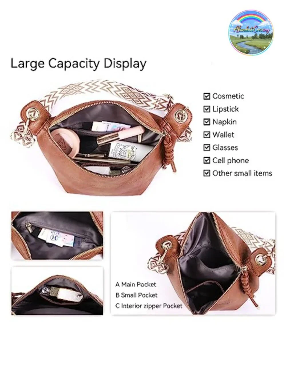 PU Leather Fanny Pack Waist Bag Crossbody Purse with 2 Adjustable Straps